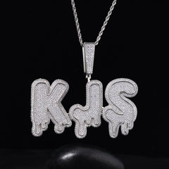 Ice Stone Water Drop Double Layer Name Necklace