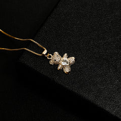 Ice Stone Cute Heart Diamond Bear Necklace