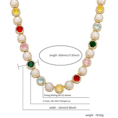 Ice Stone 10mm Multicolor Iced Out Necklace