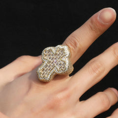 Ice Stone Hip Hop Iced Out Cross Ring