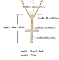 Ice Stone Jesus Crystal Cross Pendant Necklace