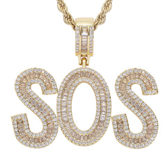 Ice Stone Iced Out Baguette Initials Necklace