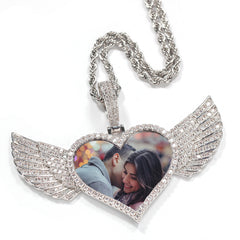 Ice Stone Custom Photo Circle Pendant Necklace