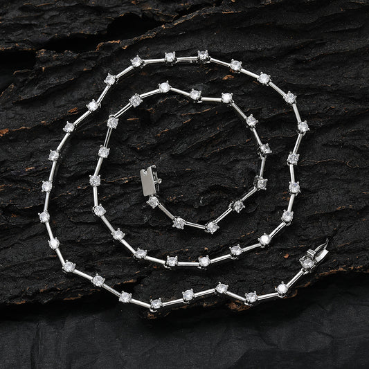 Ice Stone 3mm Thin CZ Diamond Gold Necklace