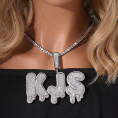 Ice Stone Water Drop Double Layer Name Necklace