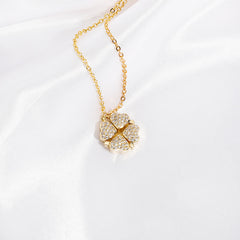 Ice Stone Lucky Clover Zircon Necklace Women