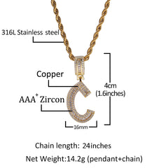 Ice Stone Iced Out Baguette Initials Necklace