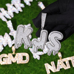 Ice Stone Water Drop Double Layer Name Necklace