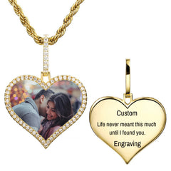 Ice Stone Custom Photo Circle Pendant Necklace