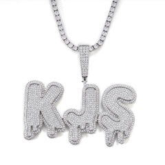 Ice Stone Water Drop Double Layer Name Necklace