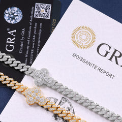 Ice Stone 8mm VVS Moissanite Cross Cuban Bracelet