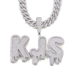 Ice Stone Water Drop Double Layer Name Necklace