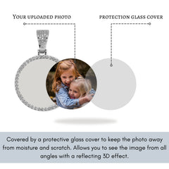 Ice Stone Custom Photo Circle Pendant Necklace