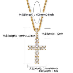 Ice Stone Mini Baguette Cross Pendant Necklace