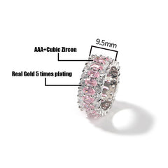Ice Stone 3-Row Full Diamond Hip Hop Ring