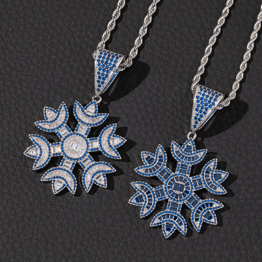 Ice Stone Shiny Snowflake Pendant Necklace Women