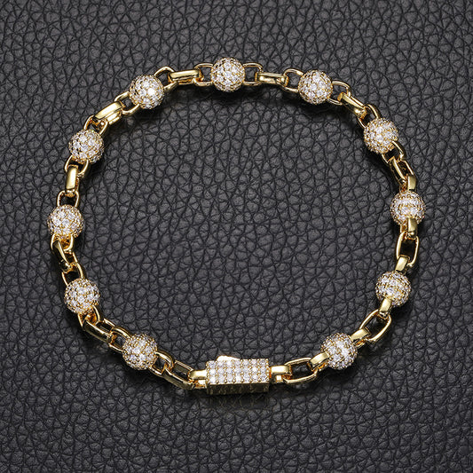 Ice Stone Iced Out Beaded Bracelet 18K Gold Plated