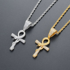Ice Stone AAA Zircon Diamond Jesus Cross Pendant Necklace