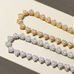 Ice Stone Heart Shape CZ Tennis Necklace