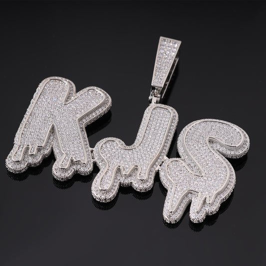 Ice Stone Water Drop Double Layer Name Necklace