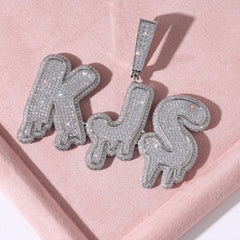 Ice Stone Water Drop Double Layer Name Necklace