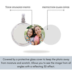 Ice Stone Custom Photo Circle Pendant Necklace