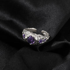 Ice Stone 925 Sterling Silver Adjustable Purple Ring