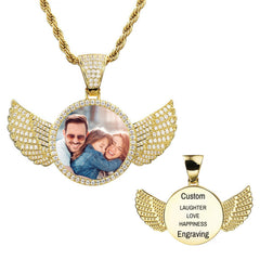 Ice Stone Custom Photo Circle Pendant Necklace