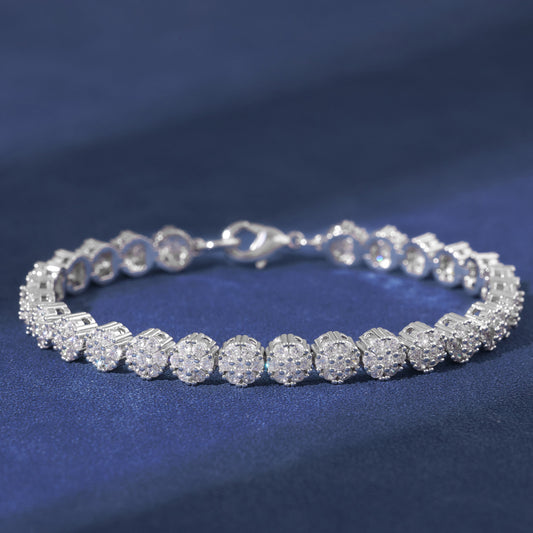 Ice Stone Hot Sale 8mm Flower Diamond Bracelet