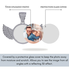 Ice Stone Custom Photo Circle Pendant Necklace