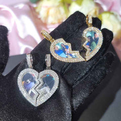 Ice Stone Luxury Custom Couple Photo Pendant
