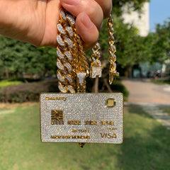 Ice Stone Credit Card Pendant Street Style