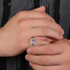 Ice Stone 925 Sterling Silver Adjustable Purple Ring