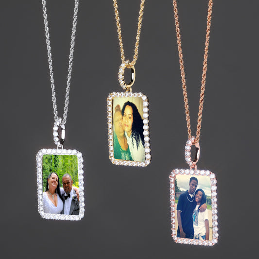 Ice Stone Personalized Photo Pendant Custom Necklace