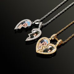 Ice Stone Luxury Custom Couple Photo Pendant