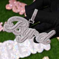 Ice Stone Sparkling Letter Charm Custom Name Necklace