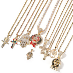 Ice Stone Iced Out Religious Pendant Necklace