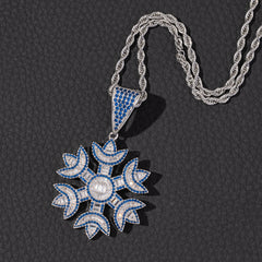 Ice Stone Shiny Snowflake Pendant Necklace Women