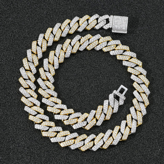 Ice Stone 14mm Two Tone CZ Cuban Chain