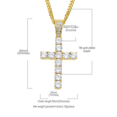 Ice Stone AAA Zircon Diamond Jesus Cross Pendant Necklace