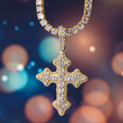 Ice Stone Iced Out Arrow Cross Pendant