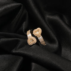 Ice Stone Cute Heart Iced Out Gold Ring