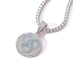Ice Stone Iced Out Blue Circle Pendant