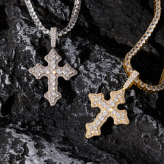 Ice Stone Iced Out Arrow Cross Pendant