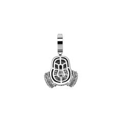 Ice Stone Gas Mask Black Gold CZ Pendant Necklace