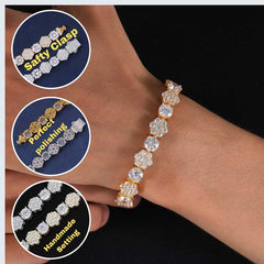 Ice Stone Cluster Flower VVS Moissanite Tennis Bracelet
