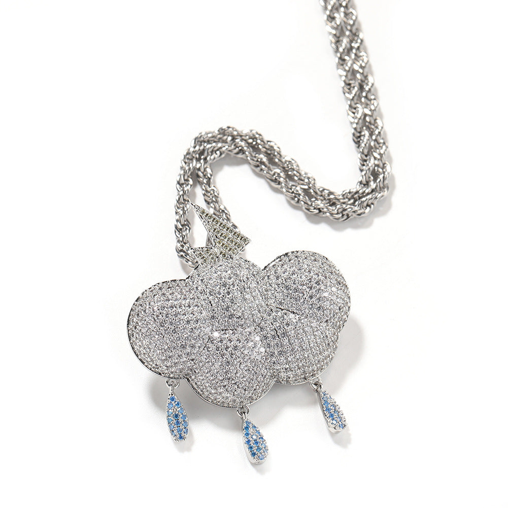 Ice Stone Iced Out Rainy Cloud Necklace