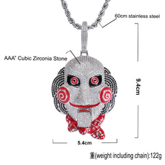 Ice Stone Big Horror Mouth Gold Pendant Necklace