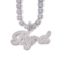 Ice Stone Sparkling Letter Charm Custom Name Necklace