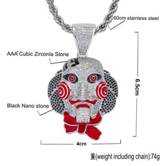 Ice Stone Big Horror Mouth Gold Pendant Necklace